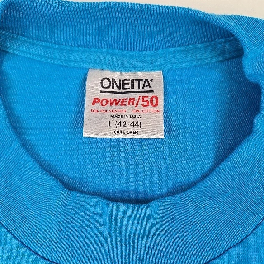 Vintage John Baron Duck Tshirt Not Playing With A Full Duck Size Large Blue USA - Picture 3 of 10